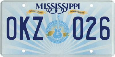 MS license plate OKZ026