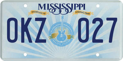 MS license plate OKZ027