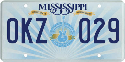 MS license plate OKZ029