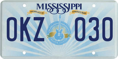 MS license plate OKZ030