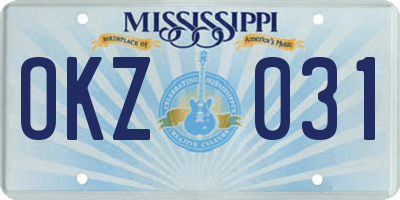 MS license plate OKZ031