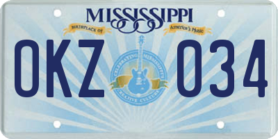 MS license plate OKZ034