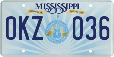 MS license plate OKZ036