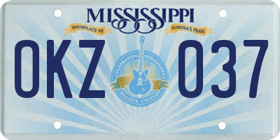MS license plate OKZ037