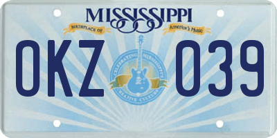 MS license plate OKZ039