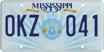 MS license plate OKZ041