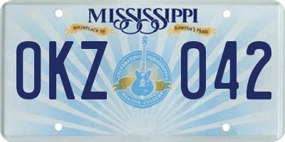 MS license plate OKZ042