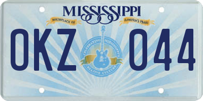 MS license plate OKZ044