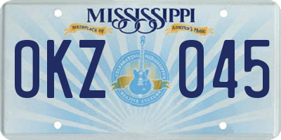 MS license plate OKZ045