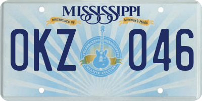 MS license plate OKZ046