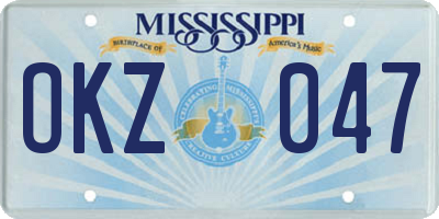 MS license plate OKZ047