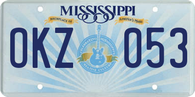 MS license plate OKZ053