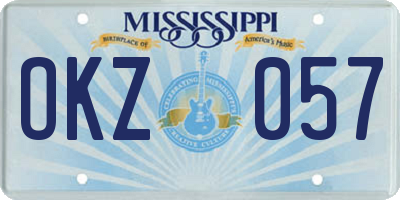 MS license plate OKZ057