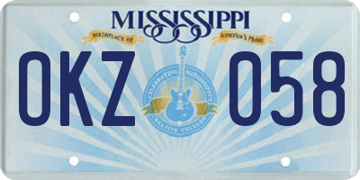 MS license plate OKZ058