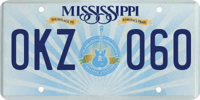 MS license plate OKZ060