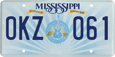 MS license plate OKZ061