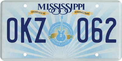 MS license plate OKZ062