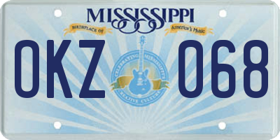 MS license plate OKZ068