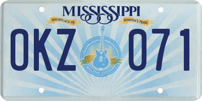 MS license plate OKZ071