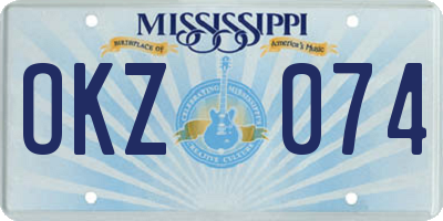 MS license plate OKZ074