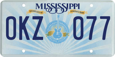 MS license plate OKZ077