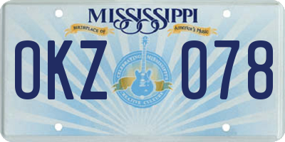 MS license plate OKZ078