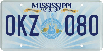 MS license plate OKZ080