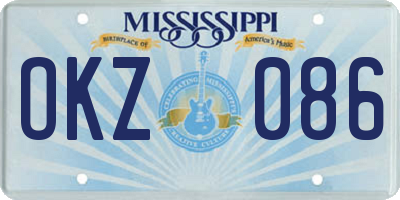 MS license plate OKZ086