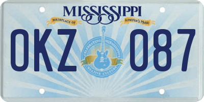 MS license plate OKZ087