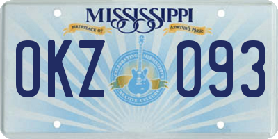 MS license plate OKZ093