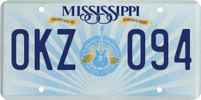 MS license plate OKZ094