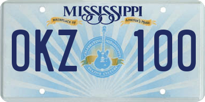MS license plate OKZ100