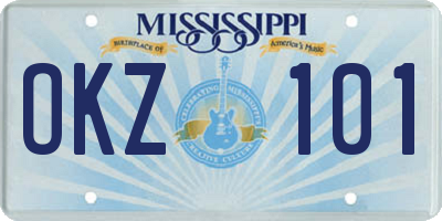 MS license plate OKZ101