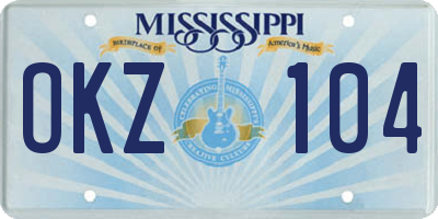 MS license plate OKZ104