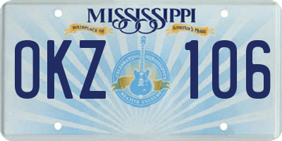 MS license plate OKZ106