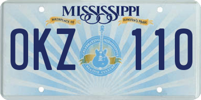 MS license plate OKZ110