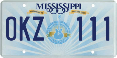 MS license plate OKZ111