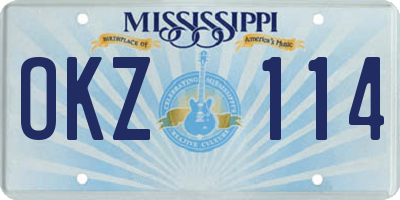 MS license plate OKZ114