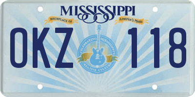 MS license plate OKZ118