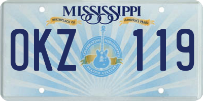MS license plate OKZ119