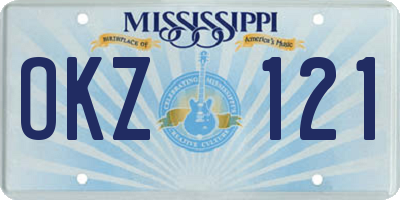 MS license plate OKZ121