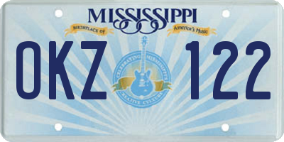 MS license plate OKZ122