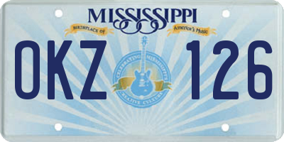 MS license plate OKZ126