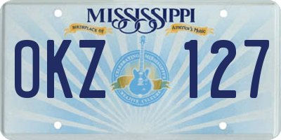 MS license plate OKZ127