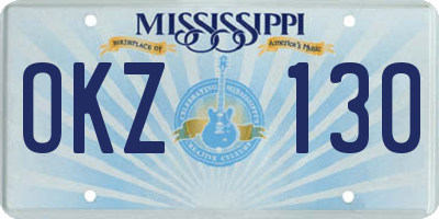 MS license plate OKZ130