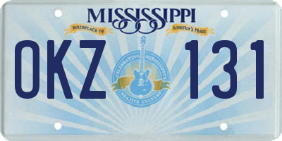 MS license plate OKZ131