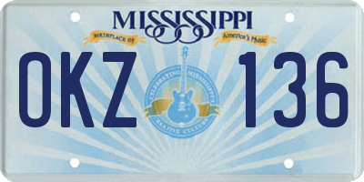 MS license plate OKZ136