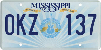 MS license plate OKZ137