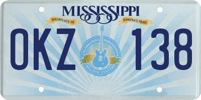 MS license plate OKZ138