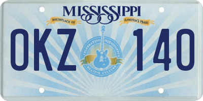 MS license plate OKZ140